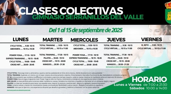 Clases Colectivas – Gimnasio Serranillos del Valle